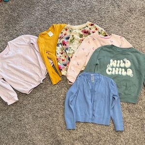 Girls 5t long sleeve waffle knit shirts and sweatshirts and cardigan